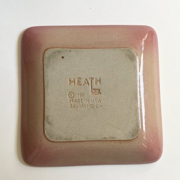 Vintage Heath Ceramics 1980s Pink Peach Rose Ombre Tapas Bread Square Dish Plate - Picture 5 of 8